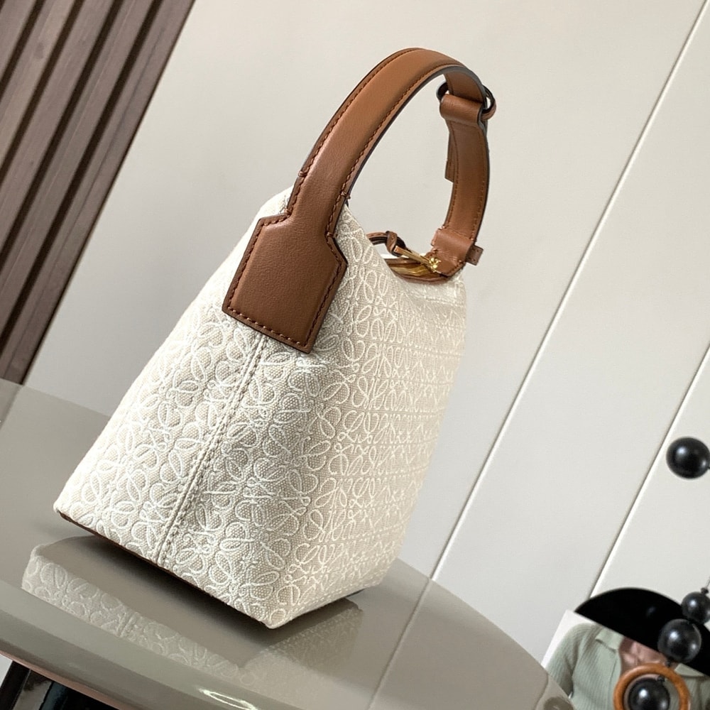3-135.jpg LOEWE Jacquard Anagram Calfskin Small Cubi Bag(HIGH-END GRADE)