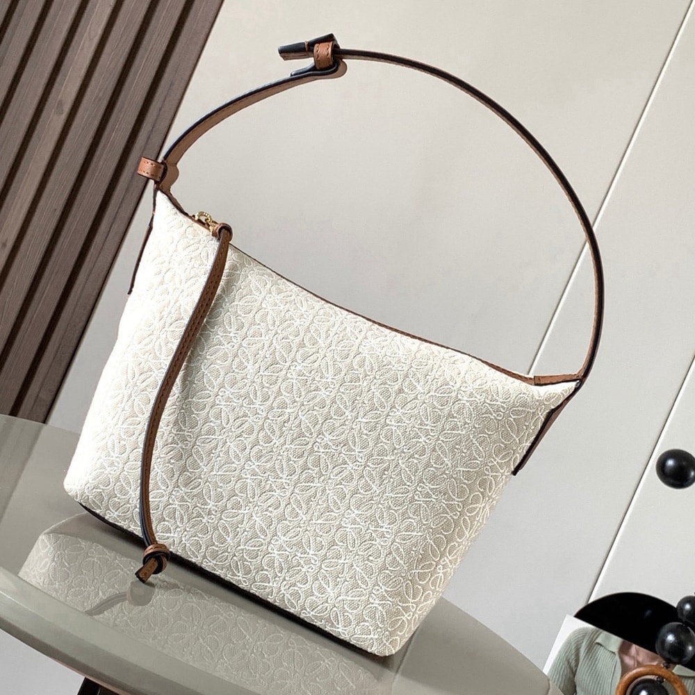 4-135.jpg LOEWE Jacquard Anagram Calfskin Small Cubi Bag(HIGH-END GRADE)