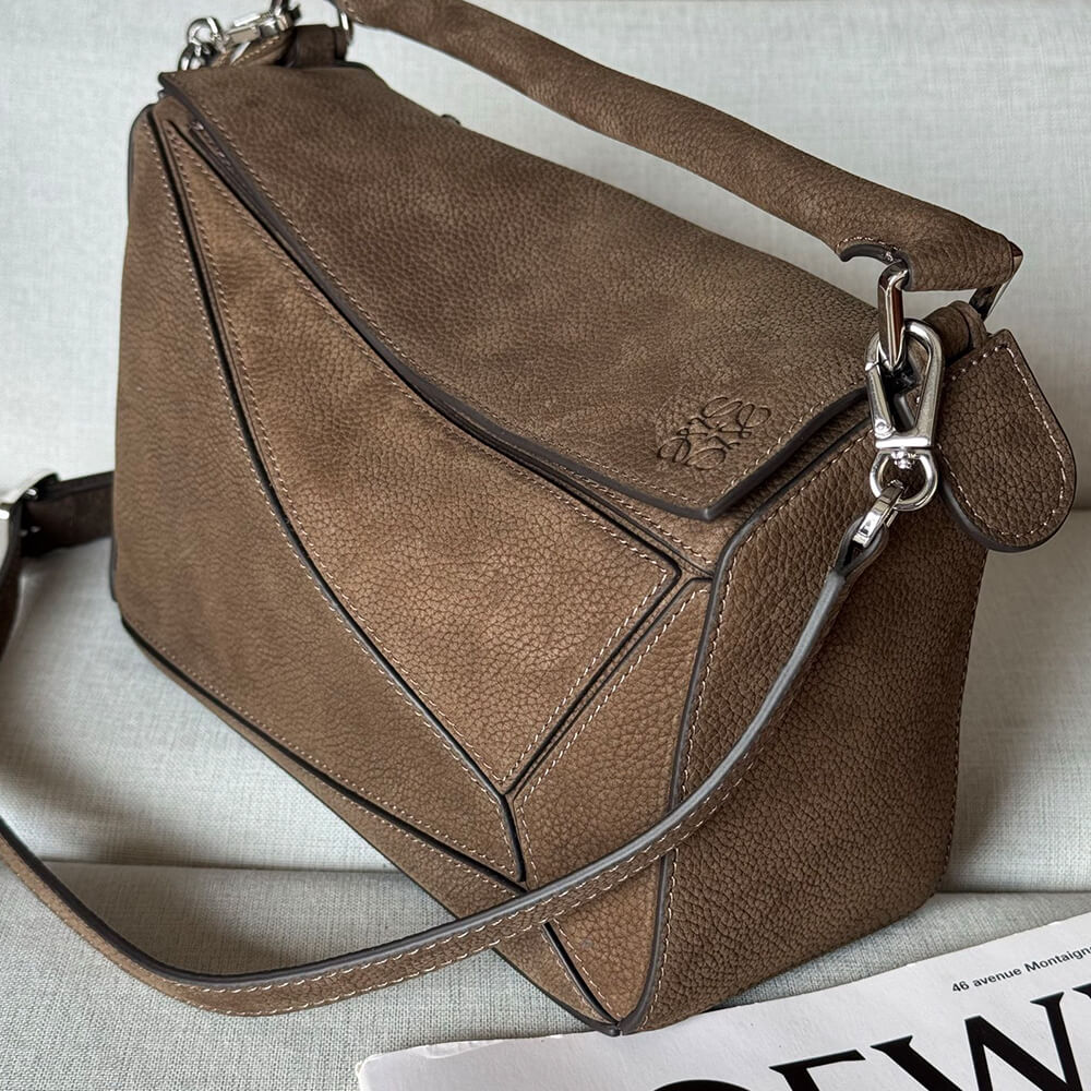 6-993.jpg LOEWE Puzzle small textured-nubuck shoulder bag(TAX-FREE GRADE)